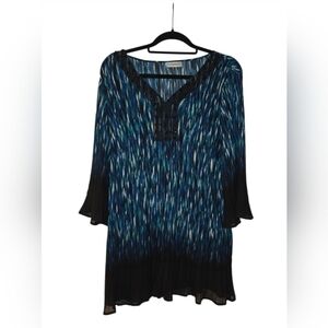Catherines Blue and Black Patterned Top